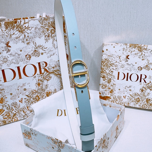 DIOR 25S BELT 20 MM IN STEEL BLUE CALFSKIN 572902