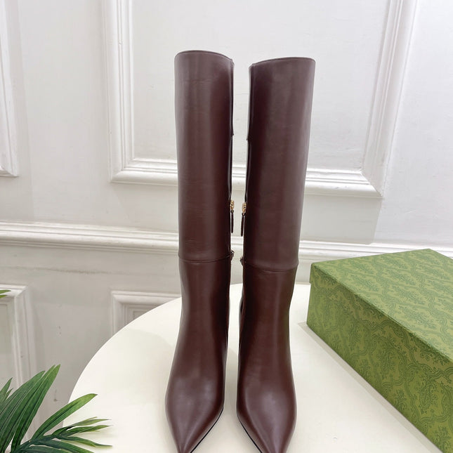 SIGNORIA KNEE BOOTS 4.5CM IN WALNUT BROWN CALFSKIN