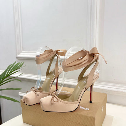 CASSIA LACE UP 100MM IN BEIGE SATIN