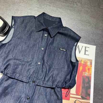 MIUMIU 26S SLEEVELESS DENIM SHIRT DRESS 1232