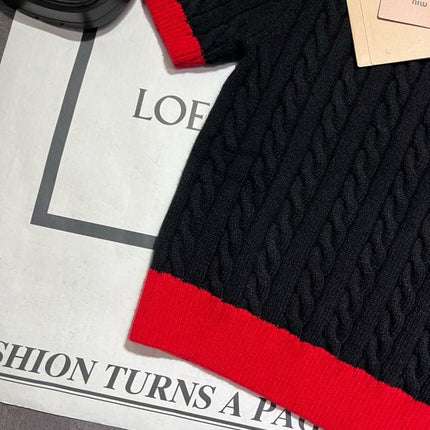 MIUMIU SHORT-SLEEVE KNIT SWEATER 530