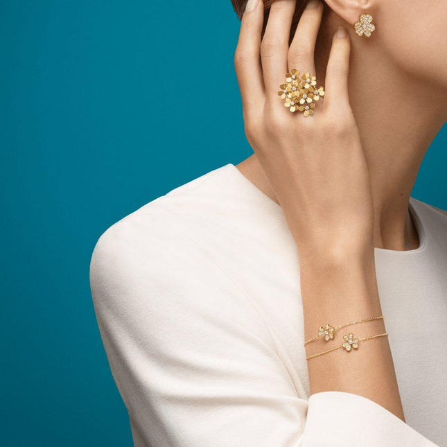 FRIVOLE GOLD FLOWER DIAMOND EARRINGS