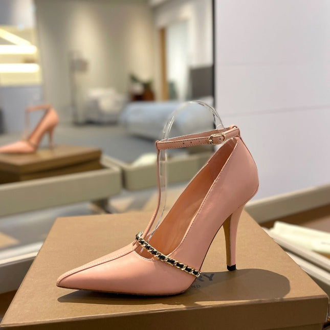 BURBERRY 26S HIGH HEELS 105 MM IN NUDE PINK CALFSKIN